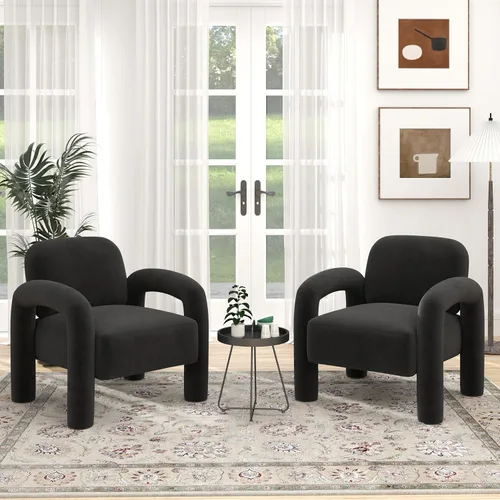 Vista 25 de Silla decorativa moderna, cómoda silla tapizada de terciopelo, acogedora silla individual de tocador, silla de barril copetudo, silla de lectura