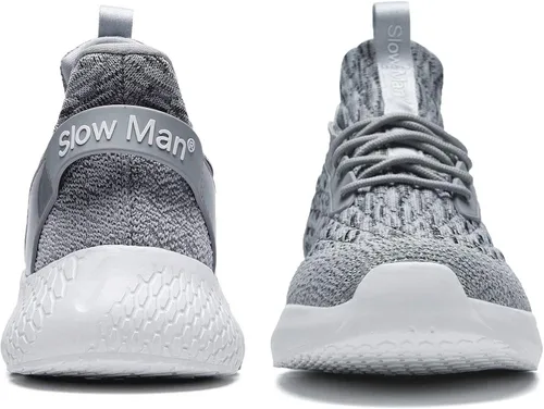 Vista 3 de Slow Man Zapatos de correr para hombre, zapatos de caminar para hombre, de malla de punto, transpirables, zapatos deportivos sin cordones, cómodos
