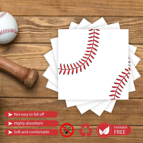 Vista 4 de 96 platos de papel de béisbol y servilletas para fiesta, platos de fiesta de béisbol, servilletas y tenedores, juego de vajilla desechable