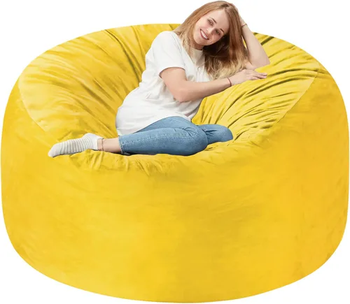 Vista 72 de Homguava - Sillón puff de 3 pies Sillón estilo puff grande de 3 pulgadas con relleno de espuma viscoelástica, sofá suave con funda de terciopelo