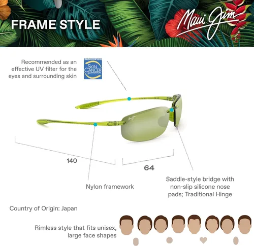 Vista 36 de Maui Jim Gafas de sol rectangulares Hookipa