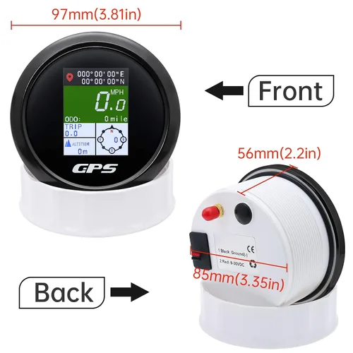Vista 5 de Velómetro GPS MAIMEIMI 85mm 3-3/8" Digital para Barco, Velómetro GPS, Velómetro Impermeable, MPH, Nudos y Km/h Ajustable para Auto, Marino, Camión
