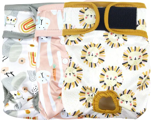 Vista 11 de Langsprit Pañales lavables para perro hembra (paquete de 3 unidades) - Sin fugas, reutilizables, para perritas en período, calzones altamente Negro