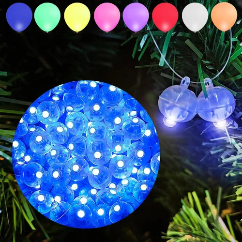 Vista 35 de Aogist - 50 mini luces de 10 colores, luz LED impermeable de largo tiempo de espera, funciona con pilas, lámpara de bola para globo, farol de papel