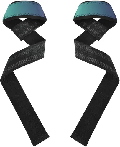 Vista 2 de Blue Gradient Wrist Wraps 26" Power Workouts Deadlift Straps for Powerlifting, Strength Training, Bodybuilding