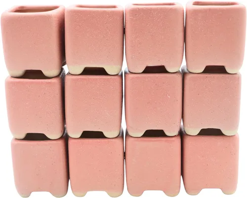 Vista 14 de Paquete de 12 macetas cuadradas modernas para suculentas de 1.6 pulgadas con gran orificio de drenaje, macetas rústicas de cerámica texturizada