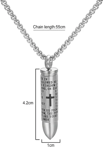 Vista 6 de Cross Necklace for Ashes Stainless Steel Cremation Jewelry Urn Engraved Bible Pendant Necklaces Memorial Gifts