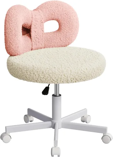 Vista 9 de ROOMTEC Silla de tocador con respaldo, silla giratoria para maquillaje con patas tapizadas y de metal dorado para dormitorio y sala de estar