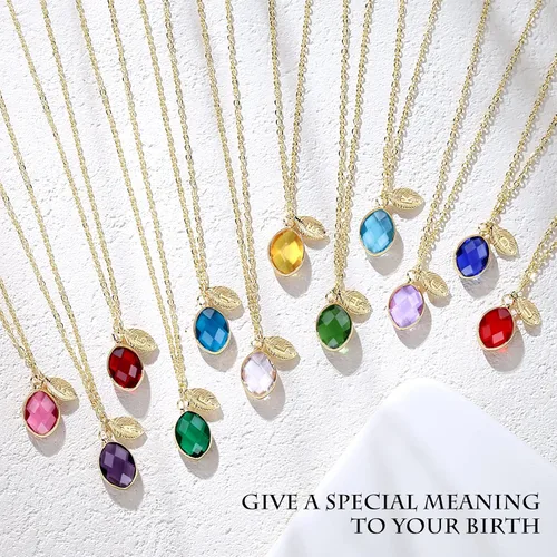 Vista 7 de Me&Hz Initial Birthstone Necklace for Women 14K Gold Filled Small Initial Necklace Crystal Birthstone Pendant Necklace for Girls Teens Mom Dainty