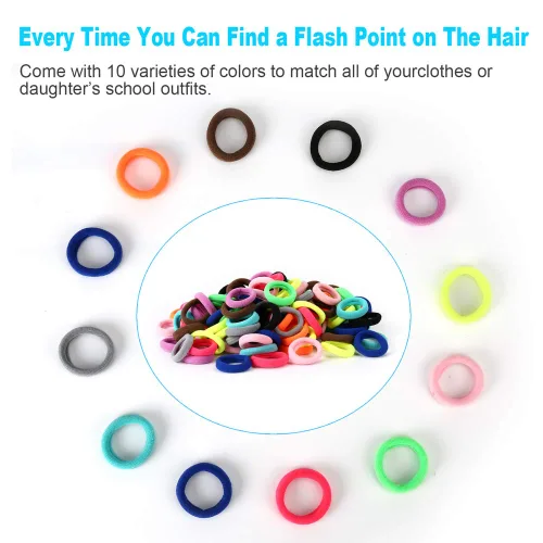Vista 8 de Gomas para el pelo de bebé, gomas de algodón para niñas, bandas de pelo sin costuras para niños, coleteros elásticos para niñas, diámetro de 0.97