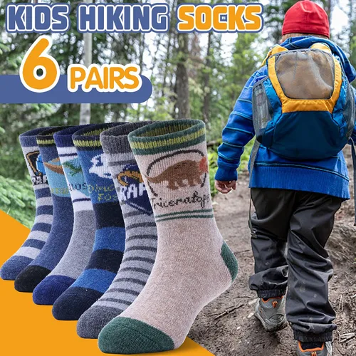 Vista 14 de ANTSANG Calcetines de Lana, Calcetines Térmicos Cálidos y Gruesos Tipo Crew Boot para Niños Pequeños, Niños y Niñas, 6 Pares