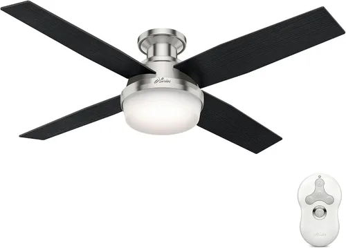 Vista 15 de Hunter Dempsey, ventilador de techo, moderno, 44 pulgadas, níquel cepillado