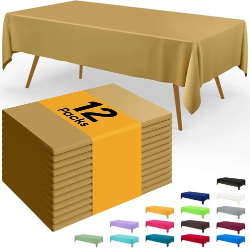 Vista 88 de Smiry - Juego de 6 manteles desechables, 54 x 78 pulgadas, manteles impermeables rectangulares para fiestas, cubierta de mesa de plástico