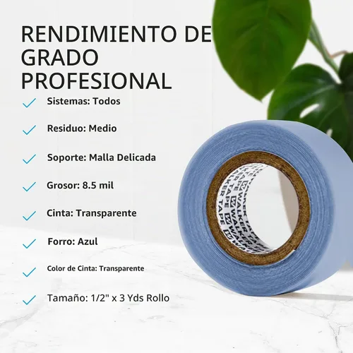 Vista 3 de Walker - Rollo de cinta de soporte frontal de encaje azul de 1/2 pulgada x 3 yardas, cinta de peluca de doble cara para pelucas de encaje, tupés