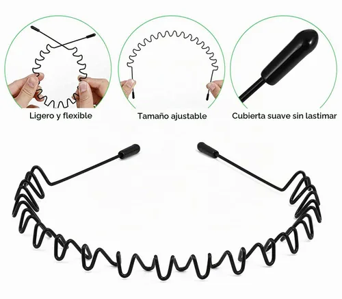 Vista 5 de Banda de metal para el cabello para hombres, diademas onduladas