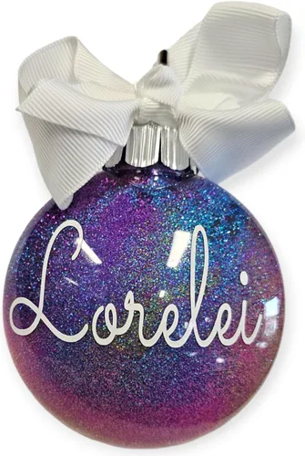 Vista 24 de Adorno de Navidad personalizado relleno de purpurina hecho a medida, regalo ideal para fiesta de intercambio de regalos de oficina (Aqua)