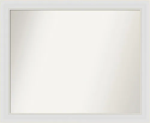Vista 339 de Amanti Art Espejo de baño blanco para sobre el fregadero, 24 x 26 pulgadas, espejo rectangular blanco y blanco, marco de madera contemporáneo