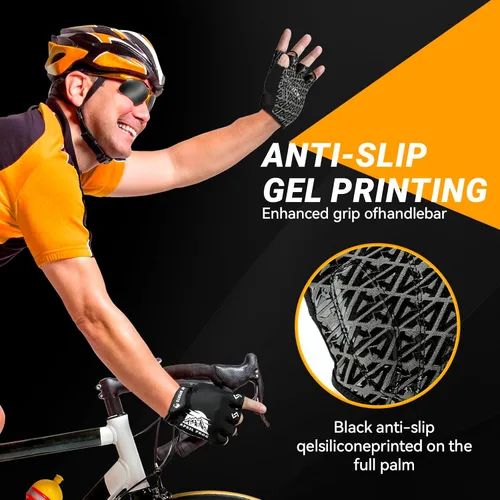Vista 4 de Guantes deportivos de ciclismo para bicicleta Guantes de bicicleta de medio dedo para hombres y mujeres con almohadilla de gel de 0.197 in - Guantes