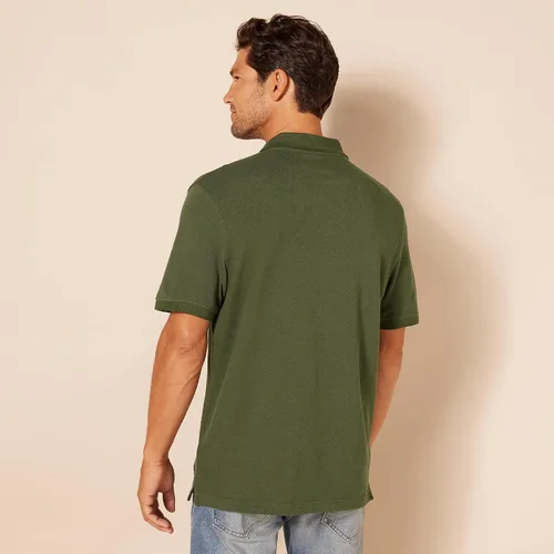 Vista 3 de Tienda Essentials Camiseta polo para hombre de manga corta y ajuste ajustado de algodón piqué