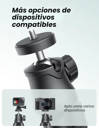 Vista 3 de Trípode para teléfono con luz y control remoto, rotación de 360° para uso en viaje