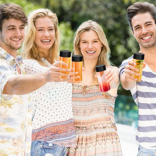 Vista 6 de 24 botellas de plástico transparente, botellas sensoriales vacías con tapas, 10 onzas / 10.1 fl oz de plástico PET, contenedor de bebida