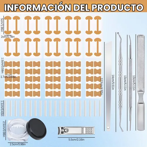 Vista 3 de Juego de corrector de uñas encarnadas con tiras correctoras, juego de herramientas profesionales de pedicura para uñas encarnadas, lima sin dolor