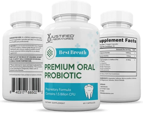 Vista 6 de Justified Laboratories Best Breath 1.5 mil millones de UFC Probiótico Apoyo Oral 60 Cápsulas