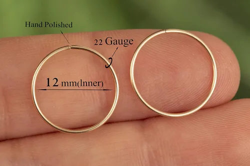 Vista 58 de Aretes de aro de oro de plata – Aretes de aro para mujer, dos piezas de aros de plata fina rellenos de oro, aro de hélice, anillo de tragus, aro