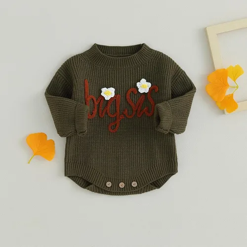 Vista 4 de YINGISFITM Trajes a juego para hermanos para bebé, niña, niño, suéter de burbujas, mameluco, camisasudadera, ropa de otoño e invierno