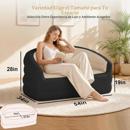 Vista 2 de DIMAR GARDEN Sofá Inflable al Aire Libre, Sofás Hinchables para Acampar, Tamaño Doble