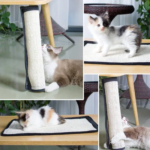 Vista 4 de Alfombrilla rascador de sisal natural para gatos y protectores de muebles, alfombrilla rascador para gatos, para sofá, silla y alfombras de pared