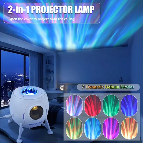 Vista 2 de Lander - Proyector de astronauta con luz nocturna, altavoz integrado Space Man Buddy LED, planetario, lámpara de astronauta, regalos con modo