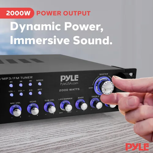 Vista 2 de PYLE Receptor de preamplificador Bluetooth multicanal – 2000 vatios audio para el hogar altavoz estéreo receptor estéreo con radio, USB