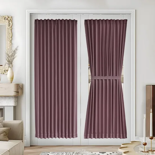Vista 122 de Vatge Cortinas laterales autoadhesivas para puertas de cristal, sin taladro, extraíble, panel de filtrado de luz, 1 panel, 12 pulgadas de ancho x 60