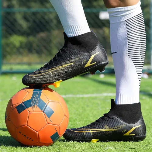 Vista 5 de Patomio Eagle Botines de fútbol para hombre botas de fútbol con pinchos soporte de tobillo para interiores y exteriores entrenamiento de competición