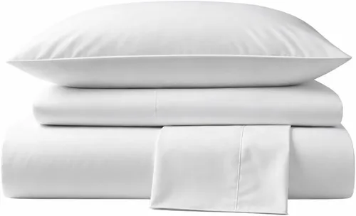 Vista 9 de Perú Pima – Juego de sábana de cama de 285 hilos – 100 % algodón peruano Pima – De percal Blanco