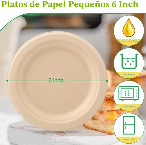 Vista 2 de Paquete de 300 platos de papel de 6 pulgadas, platos de papel