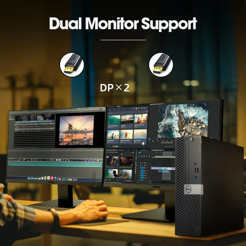 Vista 3 de Dell Computadoras de escritorio OptiPlex 7070 Windows 11, 9ª generación Intel 6 Core i5-9500, 32GB DDR4 Ram 512GB SSD, WiFi inalámbrico integrado 6e