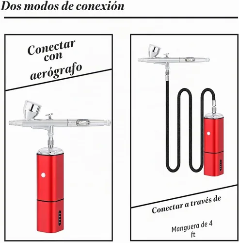 Vista 4 de Kit de aerógrafo Casubaris con compresor, kit de aerógrafo portátil recargable sin cable, pluma de aerógrafo de doble acción con parada automática