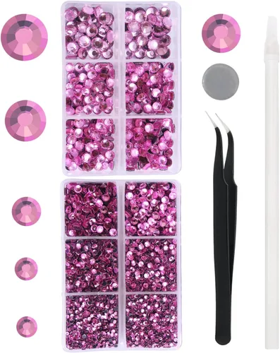 Vista 16 de 6796PCS Diamantes de Imitación Termoadhesivos de Aguamarina Piedras de Cristal de Vidrio para Tela Ropa Camisas Brillantes Parte Trasera Plana