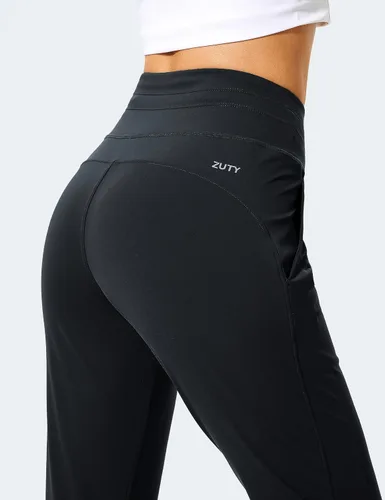 Vista 3 de ZUTY Pantalones con forro polar para mujer, resistentes al agua, pantalones deportivos de invierno con aislamiento térmico de cintura alta