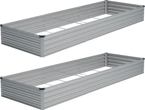 Vista 18 de Vengarus Kit de cama de jardín galvanizado elevado de 6 x 3 x 1 pies (paquete de 2), maceta de metal para exteriores, contenedor rectangular de Negro