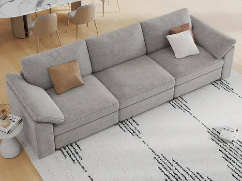 Vista 65 de EASE MOOSE Sofá modular verde seccional de gran tamaño en forma de L Pana verde