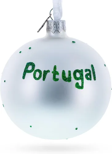 Vista 2 de Bandera de Portugal Bola de Vidrio Adorno de Navidad 3,25 Pulgadas
