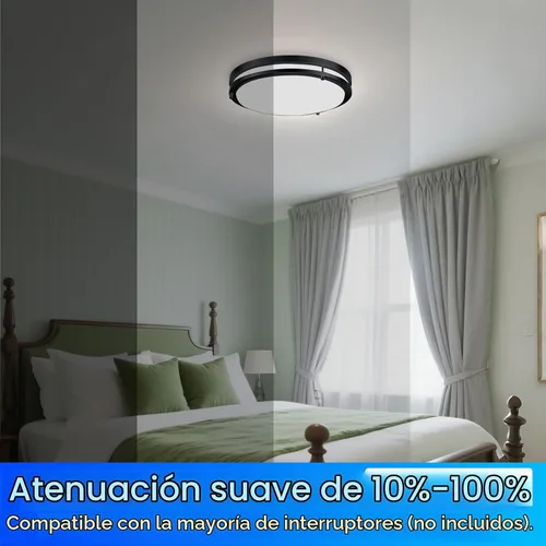 Vista 2 de Energetic - Lámpara de techo empotrada LED de 14 pulgadas, 3000K/4000K/5000K color ajustable, lámpara de techo regulable para dormitorio, cocina
