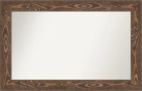 Vista 97 de Amanti Art Espejo de baño marrón para sobre fregadero, 26 x 26 pulgadas, espejo de tocador cuadrado marrón rústico Alexandria, marco de madera