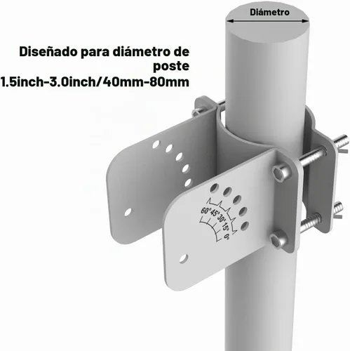 Vista 4 de Kit de Rack de Soporte Ajustable para Montaje en Poste de Panel Solar para Panel Solar de 20W 30W - Se Ajusta a Diámetro de Poste de 1.5 - 3.0