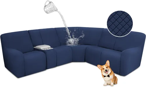 Vista 17 de ALIECOM Funda para Consola Central de Sillón Reclinable, Funda Elástica para Sofá Seccional Reclinable en Forma de L, Funda de Esquinas para Sofá