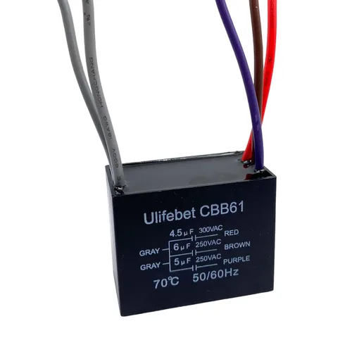 Vista 4 de Nuevo condensador de ventilador de techo CBB61 4.5uf + 6uf + 5uf 5 cables 250V