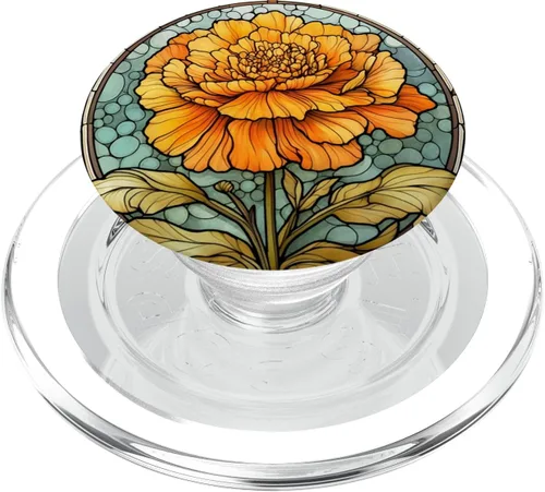 Vista 8 de PopSockets PopGrip estándar con diseño floral de flores de caléndula